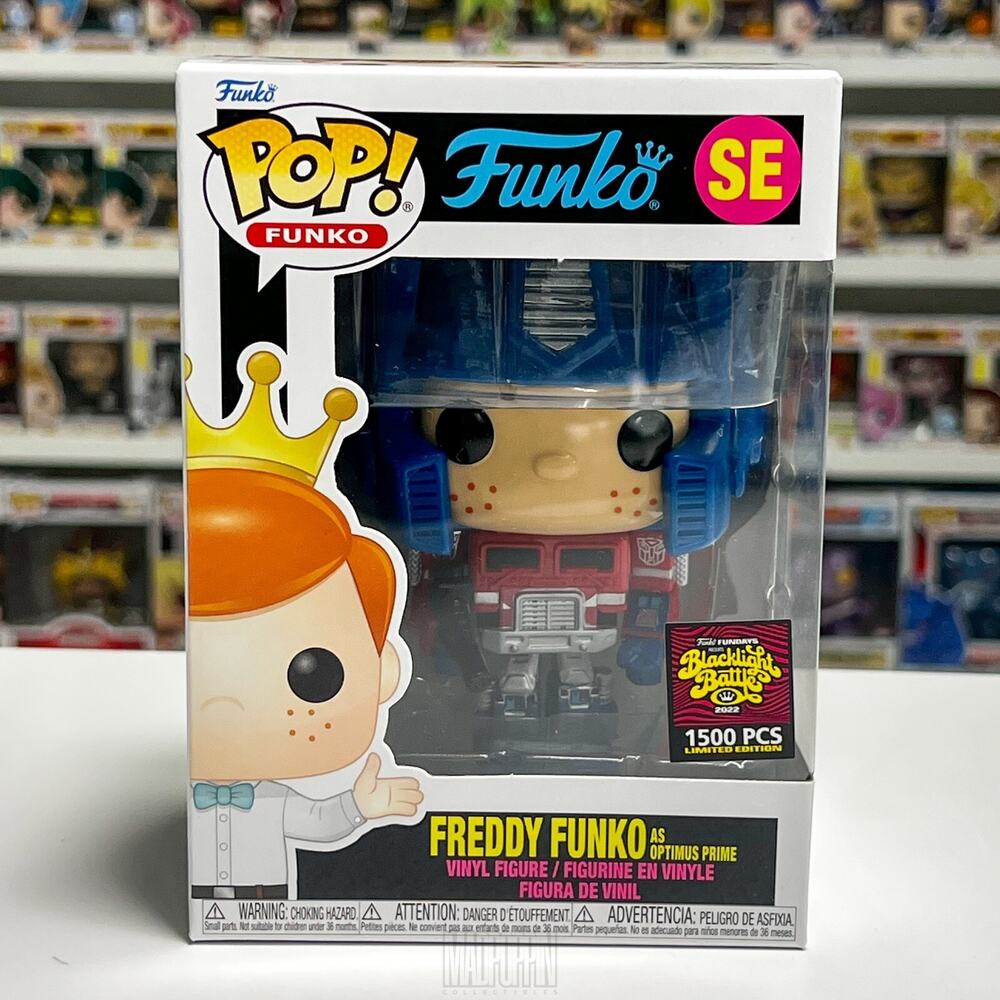 Funko Pop Fundays Blacklight Battle Freddy Optimus Prime SE Transformers Figure